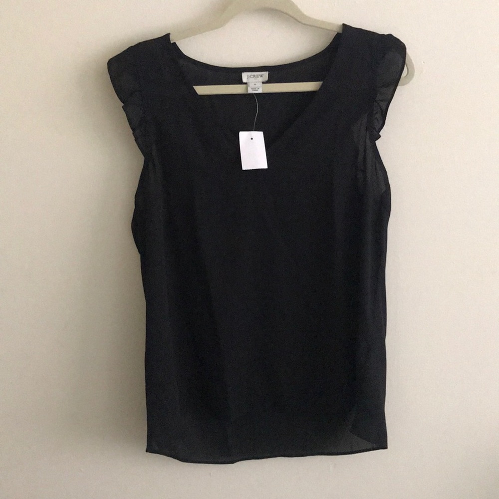 Black ruffle sleeve tank